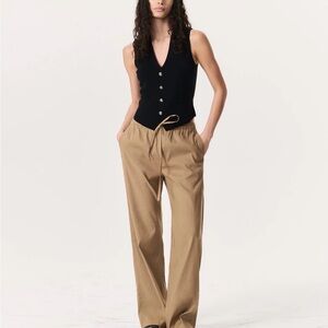 NWT Rag & Bone Logan Linen-Blend Beach Pants in Muted Brown